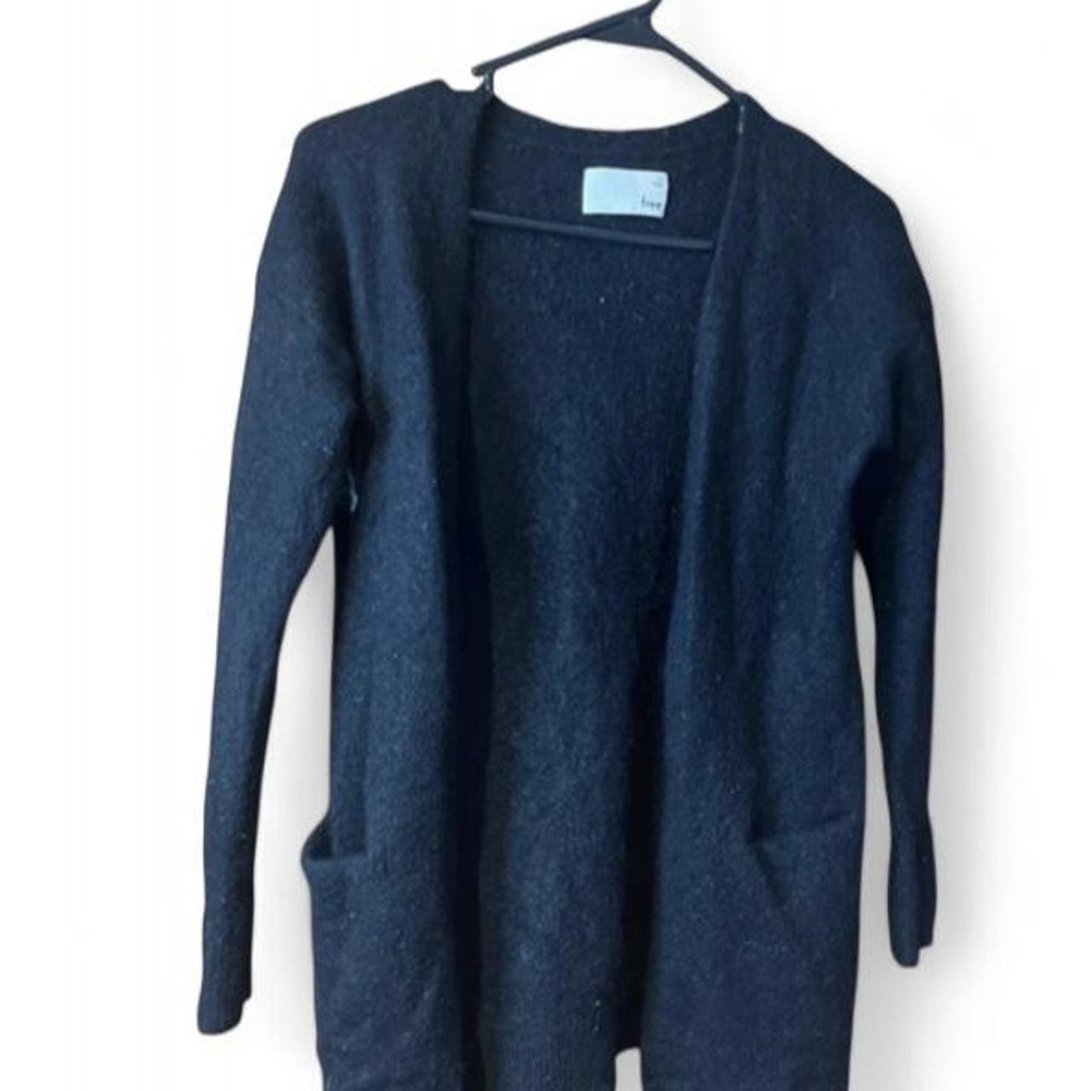 Aritzia Wilfred Free Black Open Front Cardigan Alpaca Wool XS HAW7-3409-37